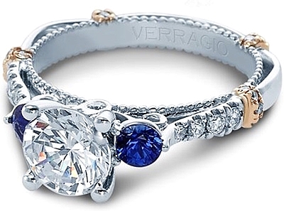 This image shows the setting with a 1ct round cut center diamond. The setting can be ordered to accommodate any shape/size diamond listed in the setting details section below.