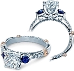This image shows the setting with a 1ct round cut center diamond. The setting can be ordered to accommodate any shape/size diamond listed in the setting details section below.