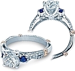 This image shows the setting with a 1.25ct round brilliant cut center diamond. The setting can be ordered to accommodate any shape/size diamond listed in the setting details section below.