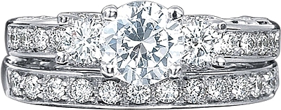 This image shows the setting with a 1.25ct round brilliant cut center diamond. The setting can be ordered to accommodate any shape/size diamond listed in the setting details section below. The matching wedding band is sold separately.