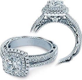 Verragio Double Halo Pave Diamond Engagement Ring AFN-5049CU