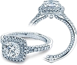 This image shows the setting with a 1.00ct round brilliant cut center diamond. The setting can be ordered to accommodate any shape/size diamond listed in the setting details section below.