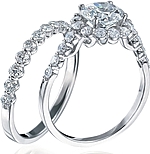 This image shows the setting with a 1.25ct round brilliant cut center diamond. The setting can be ordered to accommodate any shape/size diamond listed in the setting details section below. The matching wedding band is sold separately.