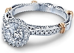 This image shows the setting with a 1.00ct round brilliant cut center diamond. The setting can be ordered to accommodate any shape/size diamond listed in the setting details section below.