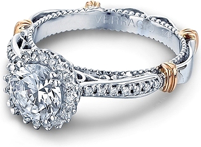 This image shows the setting with a 1.00ct round brilliant cut center diamond. The setting can be ordered to accommodate any shape/size diamond listed in the setting details section below.