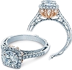 This image shows the setting with a 1ct round brilliant cut center diamond. The setting can be ordered to accommodate any shape/size diamond listed in the setting details section below.