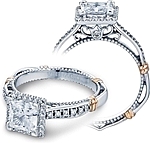 This image shows the setting with a 1ct princess cut center diamond. The setting can be ordered to accommodate any shape/size diamond listed in the setting details section below.