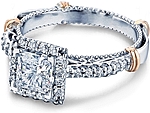 This image shows the setting with a 1.00ct princess cut center diamond. The setting can be ordered to accommodate any shape/size diamond listed in the setting details section below.