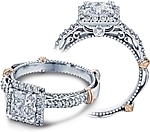 This image shows the setting with a 1.00ct princess cut center diamond. The setting can be ordered to accommodate any shape/size diamond listed in the setting details section below.