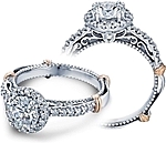 This image shows the setting with a 1.00ct round brilliant cut center diamond. The setting can be ordered to accommodate any shape/size diamond listed in the setting details section below.