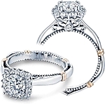 This image shows the setting with a 1.00ct round brilliant cut center diamond. The setting can be ordered to accommodate any shape/size diamond listed in the setting details section below.