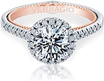 This image shows the setting with a 1ct round cut center diamond. The setting can be ordered to accommodate any shape/size diamond listed in the setting details section below.
