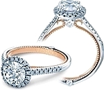 This image shows the setting with a 1ct round cut center diamond. The setting can be ordered to accommodate any shape/size diamond listed in the setting details section below.