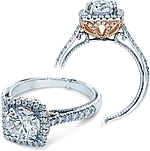 This image shows the setting with a 1.00ct round brilliant cut center diamond. The setting can be ordered to accommodate any shape/size diamond listed in the setting details section below.