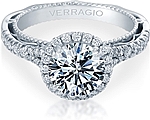 This image shows the setting with a 1.00ct round brilliant cut center diamond. The setting can be ordered to accommodate any shape/size diamond listed in the setting details section below.