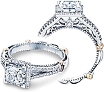 This image shows the setting with a 1.25ct princess cut center diamond. The setting can be ordered to accommodate any shape/size diamond listed in the setting details section below.