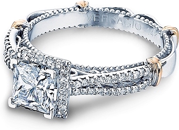This image shows the setting with a 1.00ct princess cut center diamond. The setting can be ordered to accommodate any shape/size diamond listed in the setting details section below.