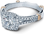 This image shows the setting with a 1.25ct round brilliant cut center diamond. The setting can be ordered to accommodate any shape/size diamond listed in the setting details section below.
