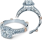 This image shows the setting with a 1.25ct round brilliant cut center diamond. The setting can be ordered to accommodate any shape/size diamond listed in the setting details section below.