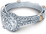 This image shows the setting with a 1.25ct round brilliant cut center diamond. The setting can be ordered to accommodate any shape/size diamond listed in the setting details section below.