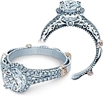 This image shows the setting with a 1.25ct round brilliant cut center diamond. The setting can be ordered to accommodate any shape/size diamond listed in the setting details section below.