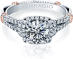This image shows the setting with a 1.00ct round brilliant cut center diamond. The setting can be ordered to accommodate any shape/size diamond listed in the setting details section below.