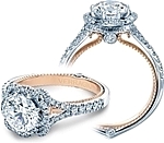 This image shows the setting with a 1.00ct round brilliant cut center diamond. The setting can be ordered to accommodate any shape/size diamond listed in the setting details section below.
