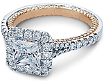 This image shows the setting with a 1.00ct princess cut center diamond. The setting can be ordered to accommodate any shape/size diamond listed in the setting details section below.
