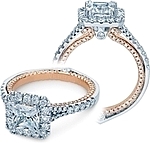 This image shows the setting with a 1.00ct princess cut center diamond. The setting can be ordered to accommodate any shape/size diamond listed in the setting details section below.