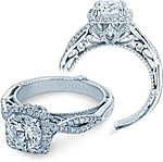 This image shows the setting with a 1.00ct round brilliant cut center diamond. The setting can be ordered to accommodate any shape/size diamond listed in the setting details section below.