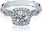 This image shows the setting with a 1.00ct round brilliant cut center diamond. The setting can be ordered to accommodate any shape/size diamond listed in the setting details section below.