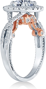 This image shows the setting with a 1.25ct round brilliant cut center diamond. The setting can be ordered to accommodate any shape/size diamond listed in the setting details section below. The matching wedding band is sold separately.