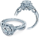 This image shows the setting with a 1ct round brilliant cut center diamond. The setting can be ordered to accommodate any shape/size diamond listed in the setting details section below.