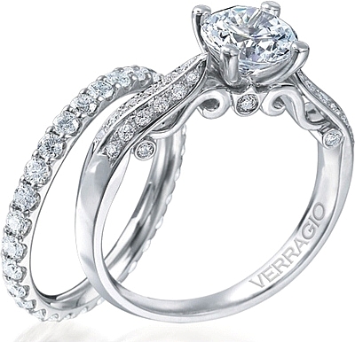 This image shows the setting with a 1.25ct round brilliant cut center diamond. The setting can be ordered to accommodate any shape/size diamond listed in the setting details section below. The matching wedding band is sold separately. 