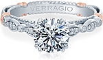 This image shows the setting with a 1.00ct round brilliant cut center diamond. The setting can be ordered to accommodate any shape/size diamond listed in the setting details section below.