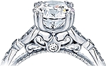 This image shows the setting with a 1.00ct round brilliant cut center diamond. The setting can be ordered to accommodate any shape/size diamond listed in the setting details section below.