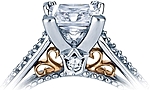 This image shows the setting with a 1.00ct princess cut center diamond. The setting can be ordered to accommodate any shape/size diamond listed in the setting details section below.
