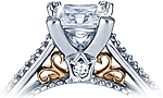 This image shows the setting with a 1.00ct princess cut center diamond. The setting can be ordered to accommodate any shape/size diamond listed in the setting details section below.
