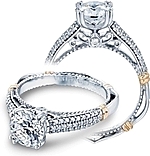 This image shows the setting with a 1.25ct round brilliant cut center diamond. The setting can be ordered to accommodate any shape/size diamond listed in the setting details section below.