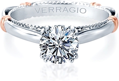 This image shows the setting with a 1.00ct round brilliant cut center diamond. The setting can be ordered to accommodate any shape/size diamond listed in the setting details section below.