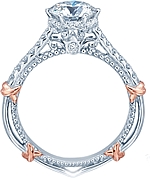 This image shows the setting with a 1.00ct round brilliant cut center diamond. The setting can be ordered to accommodate any shape/size diamond listed in the setting details section below.