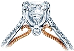 This image shows the setting with a 1.00ct round brilliant cut center diamond. The setting can be ordered to accommodate any shape/size diamond listed in the setting details section below.