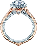 This image shows the setting with a 1.00ct round brilliant cut center diamond. The setting can be ordered to accommodate any shape/size diamond listed in the setting details section below.
