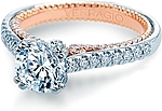 This image shows the setting with a 1.00ct round brilliant cut center diamond. The setting can be ordered to accommodate any shape/size diamond listed in the setting details section below.