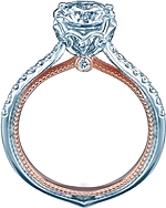 This image shows the setting with a 1.00ct round brilliant cut center diamond. The setting can be ordered to accommodate any shape/size diamond listed in the setting details section below.