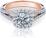 This image shows the setting with a 1.00ct round brilliant cut center diamond. The setting can be ordered to accommodate any shape/size diamond listed in the setting details section below.