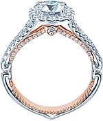This image shows the setting with a 1.00ct round brilliant cut center diamond. The setting can be ordered to accommodate any shape/size diamond listed in the setting details section below.