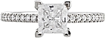 This image shows the setting with a 1ct princess cut center diamond. The setting can be ordered to accommodate any shape/size diamond listed in the setting details section below.