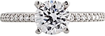 This image shows the setting with a 1.00ct round brilliant cut center diamond. The setting can be ordered to accommodate any shape/size diamond listed in the setting details section below.