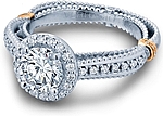 This image shows the setting with a 1.00ct round brilliant cut center diamond. The setting can be ordered to accommodate any shape/size diamond listed in the setting details section below.